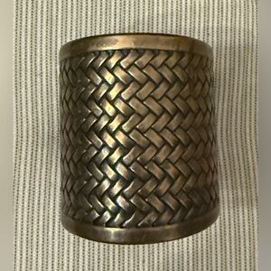 Large Woven Pattern Bronze Cuff Bracelet